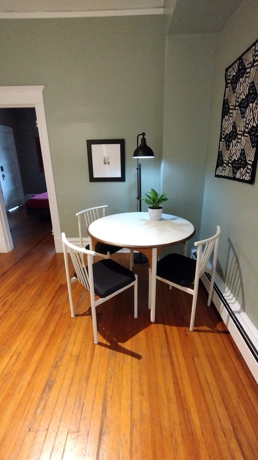 This view looks back into the living room/bedroom area.