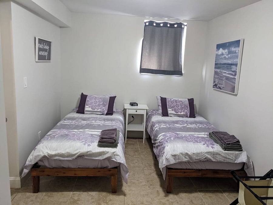The king-size bed in the master bedroom can be converted into two twin beds to accommodate your specific needs.