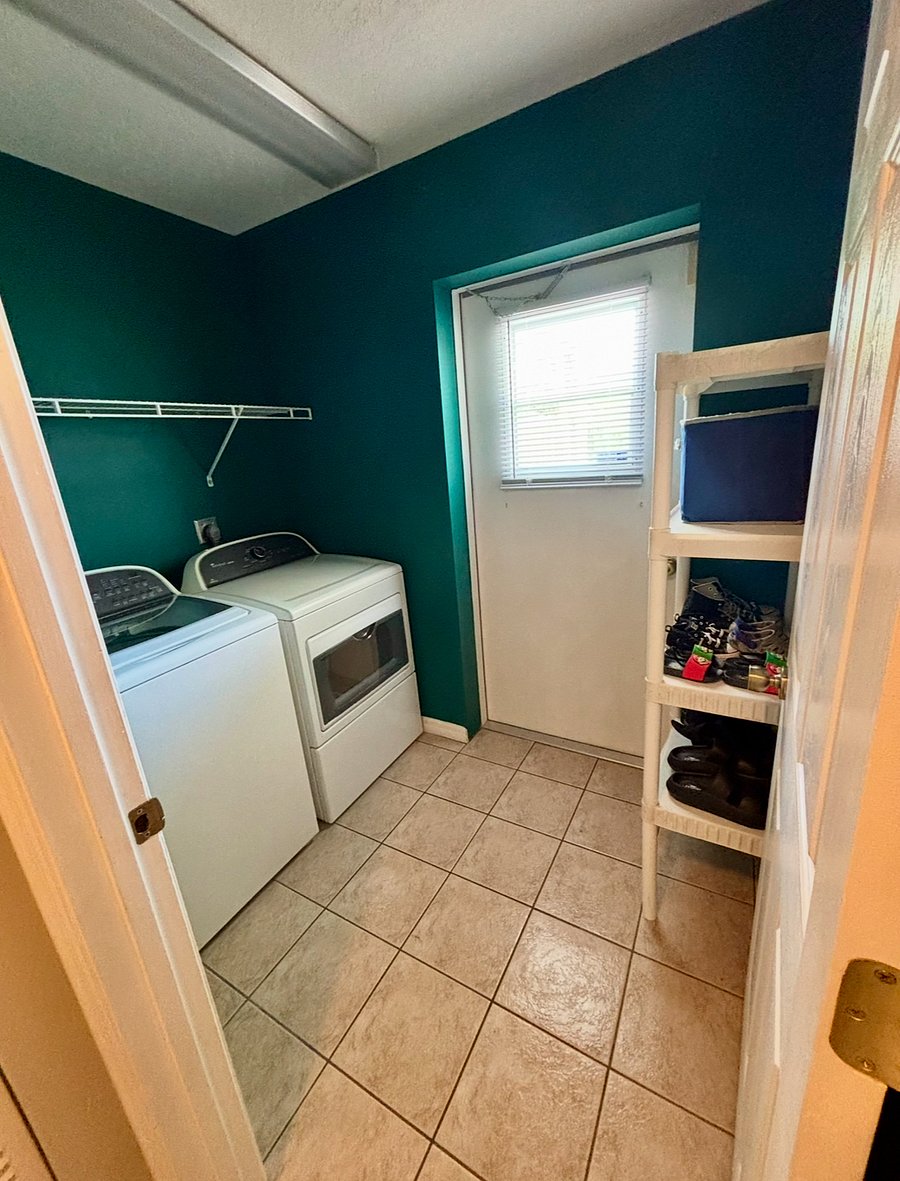Laundry + side door entrance.