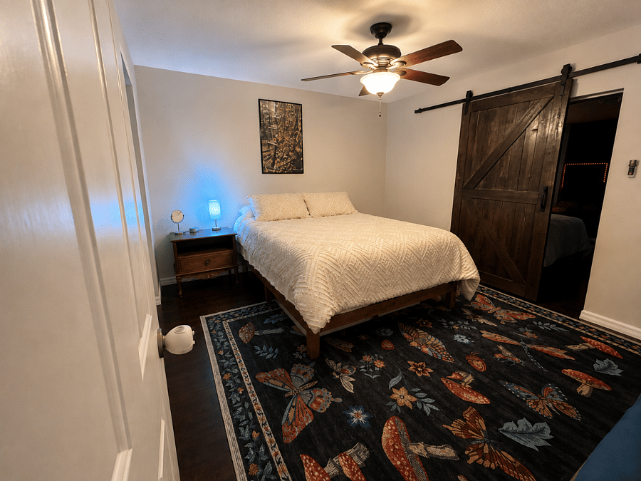 Master Bedroom with Queen Bed from Entry Door