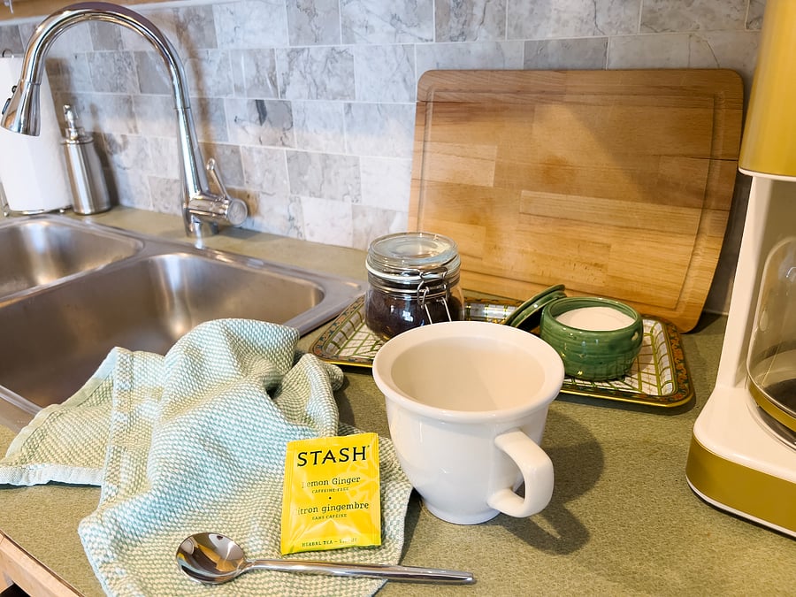 Enjoy a cup of tea or coffee in the morning.