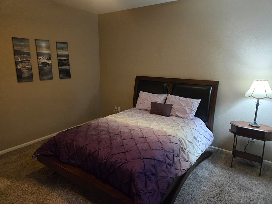 Large main floor master suite with Queen sized bed(not pictured), with master bath and large walk in closet!
