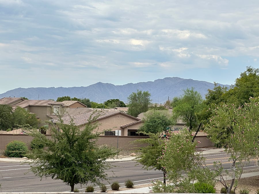 Outside views from upstairs living room and balcony
