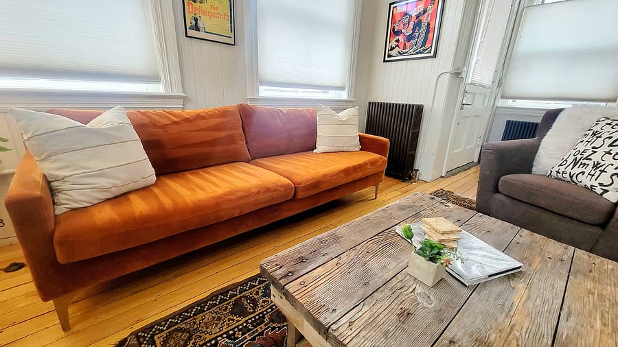 Cozy extra long couch (does not fold out)