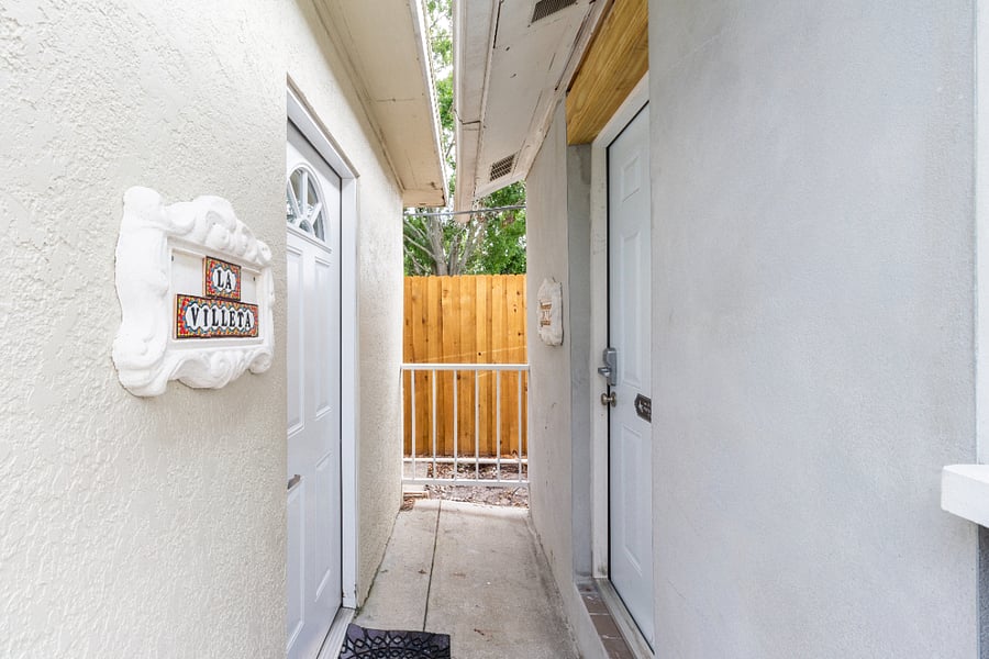 Private entrance into the bedroom, bathroom, and walk-in closet area (left door). Private entrance into the kitchenette, dining table, and washer-dryer area (right door). For your comfort, both areas are private and are used by you during your stay.