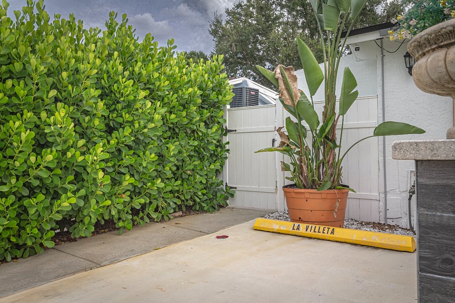 Entrance into patio is through the fence gate.