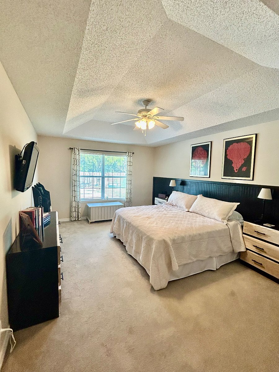 Master bedroom, features, comfortable king size bed and large screen smart TV