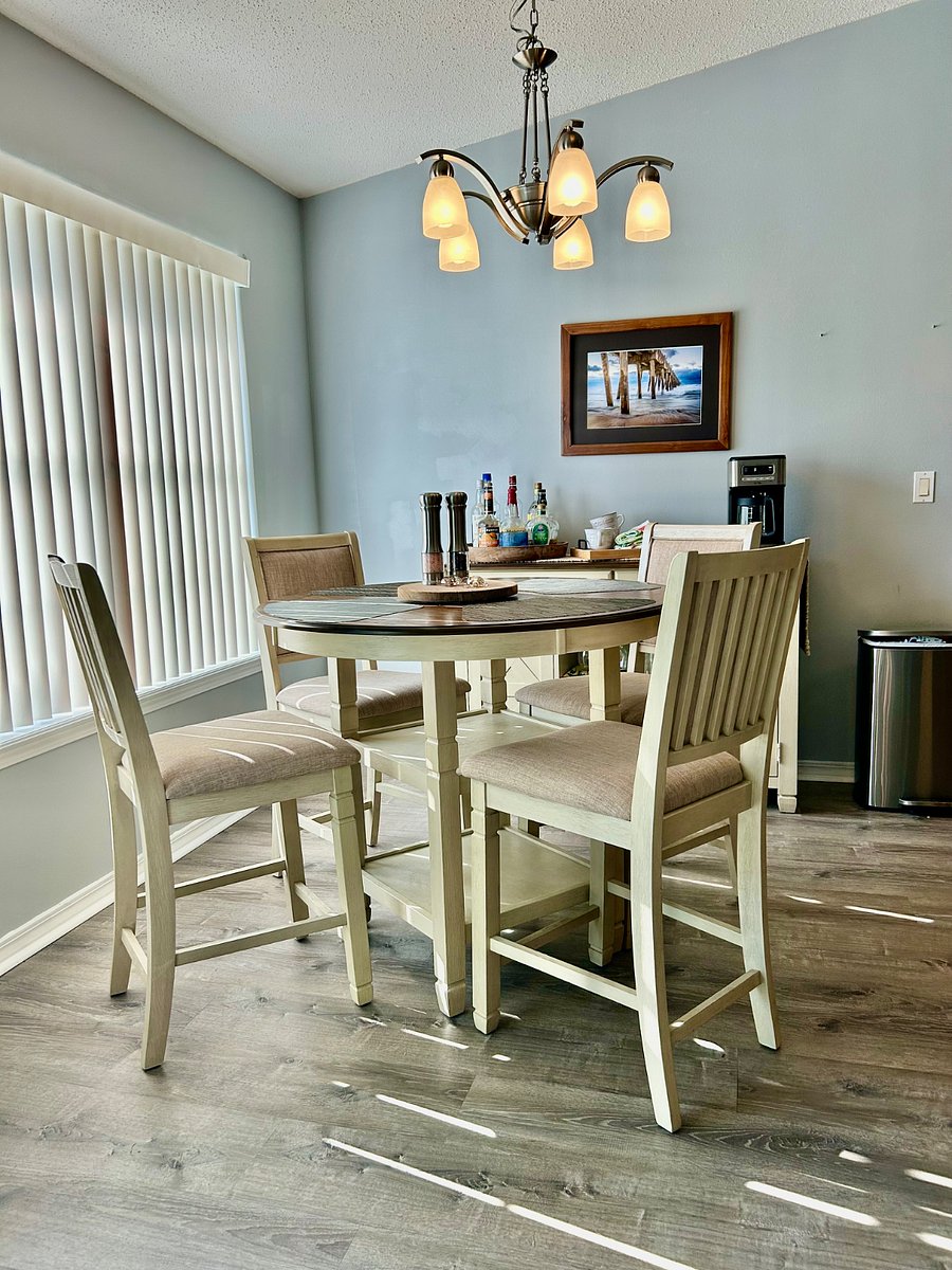 Dining area with coffee bar.