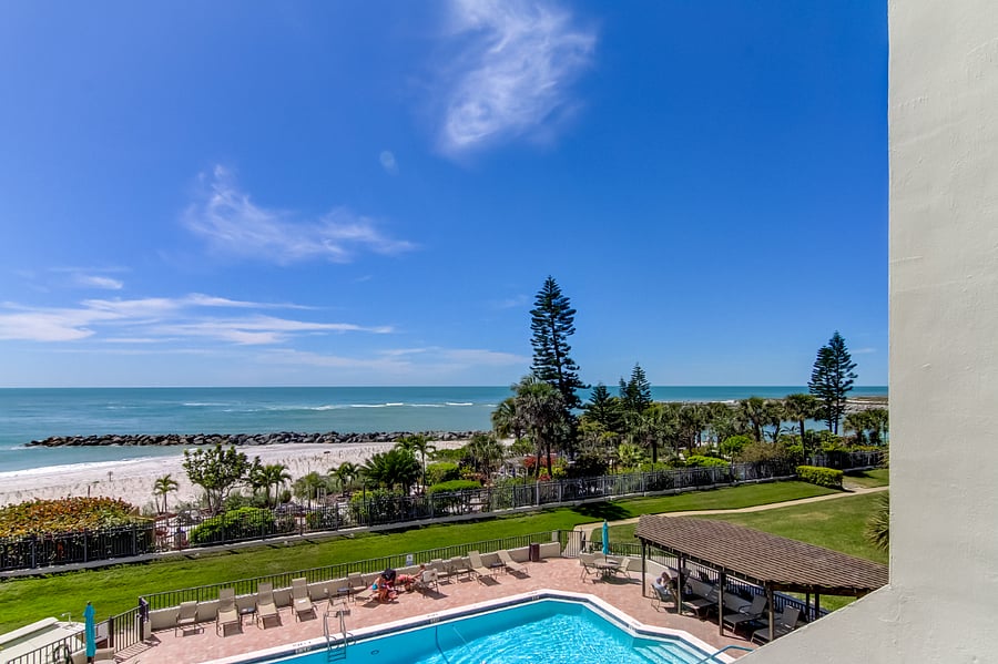 Condo view of beach from balcony