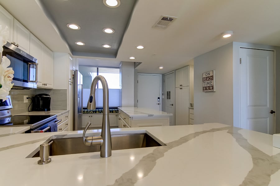 Kitchen open to living area