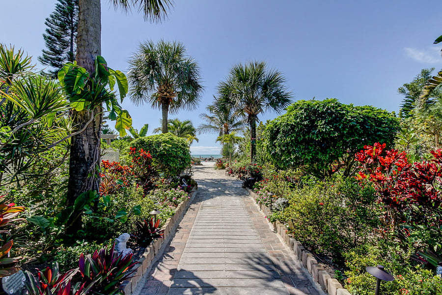 Beach access through secret garden.