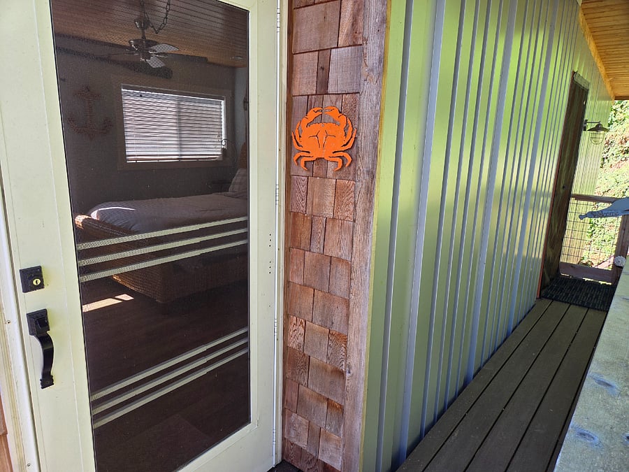Casita is access by two doors upstairs. Each door opens to a bedroom.