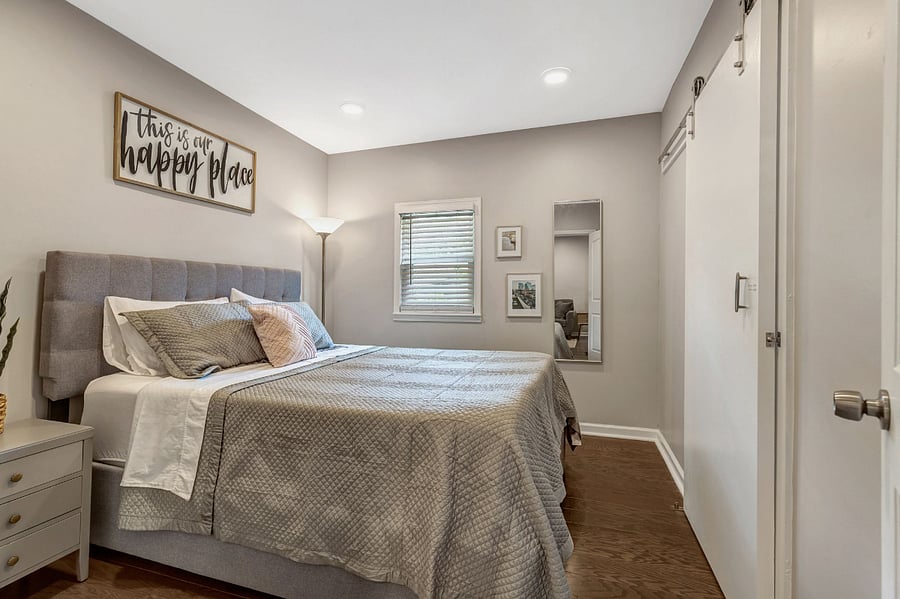 Bedroom #1 with Queen bed featuring plush mattress topper for extra comfort!