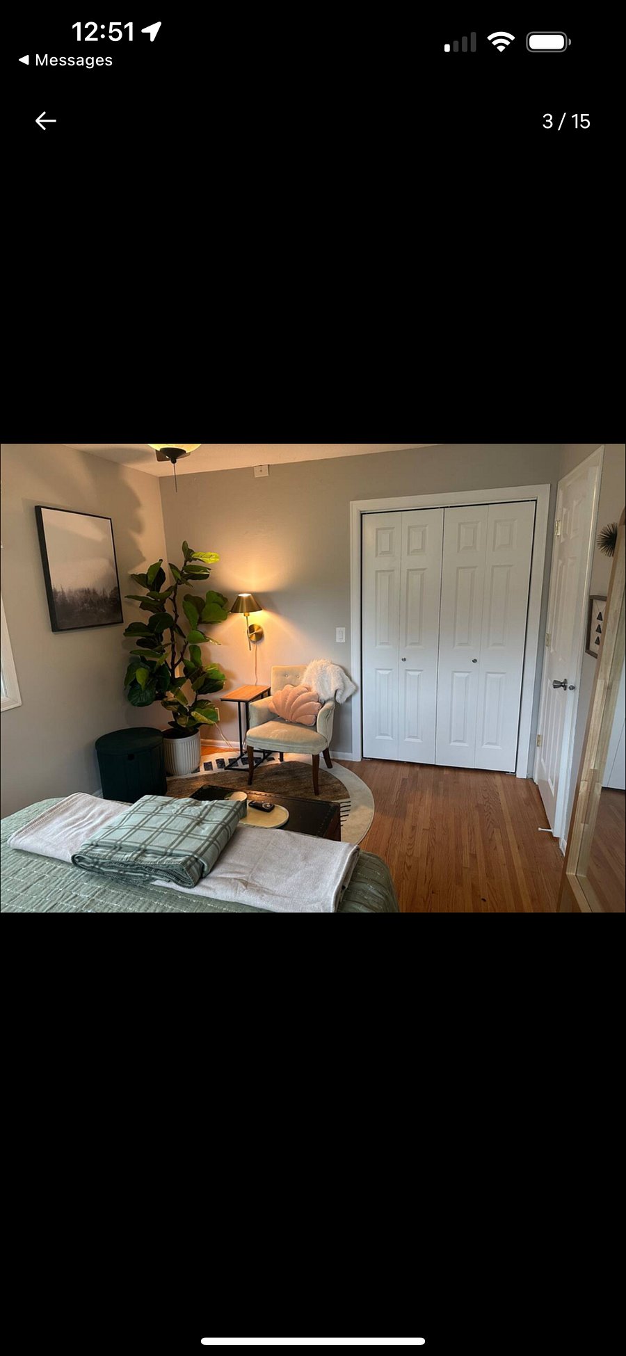Main bedroom, king size bed, spacious closet, we have a deck available if a workspace is desired
