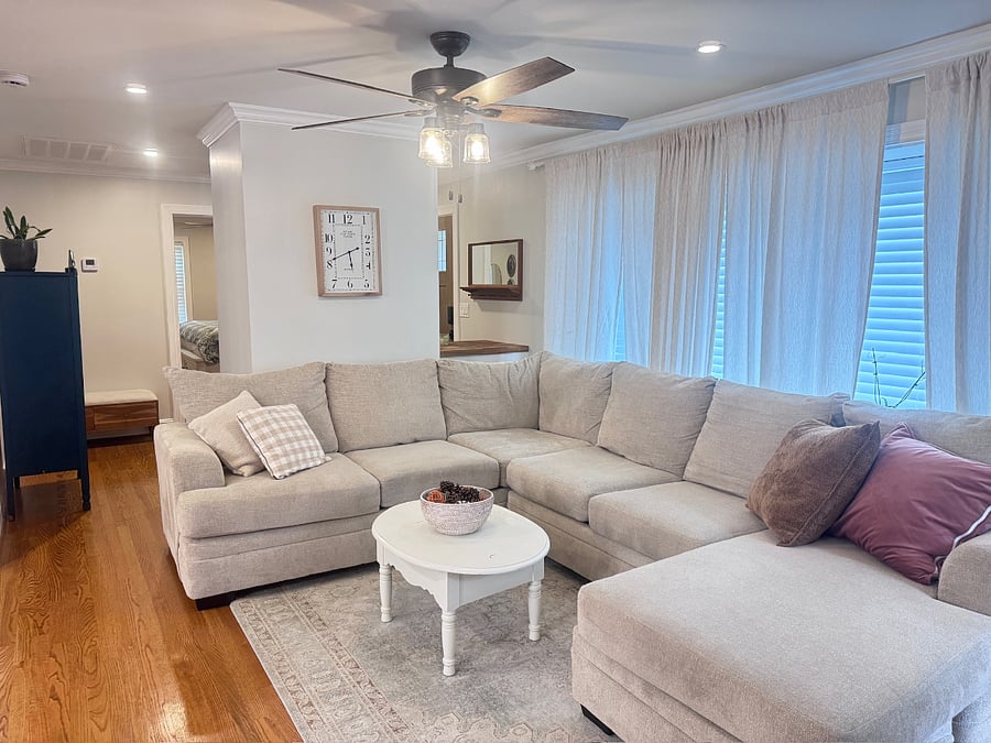 Living room with plenty of natural light