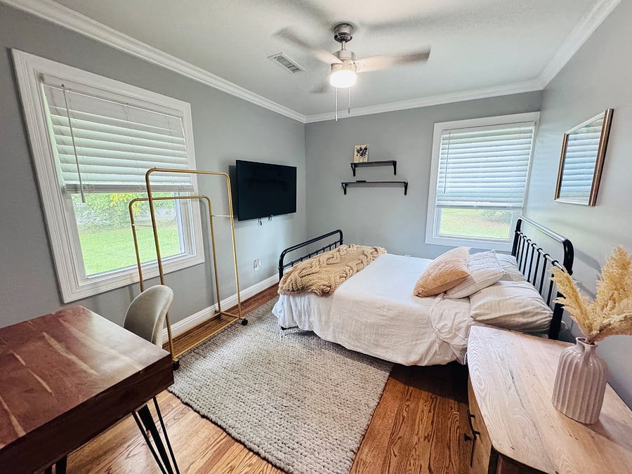 Full bed with workspace