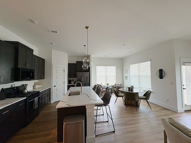 open concept living area and kitchen
