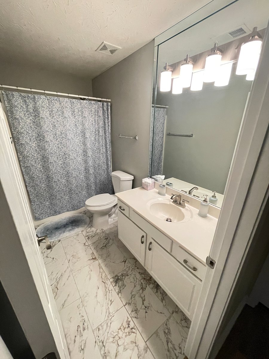 Bathroom located upstairs.