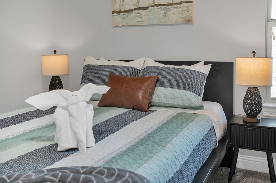 Cozy bedding and stylish accents for a restful stay.