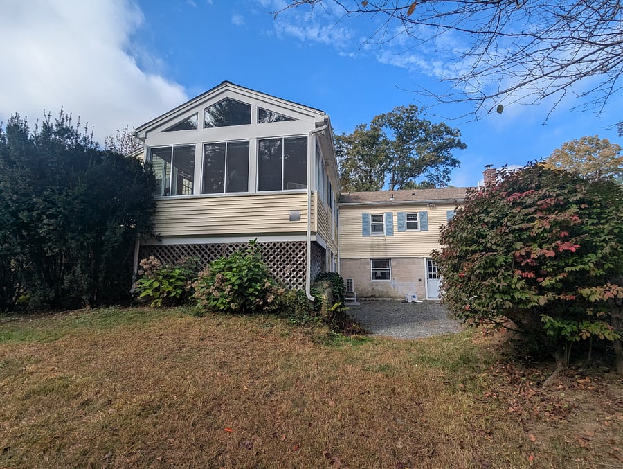 Rear of apartment porch.