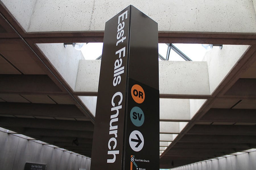 East Falls Church Metro 15-20 min walk, 5 min drive