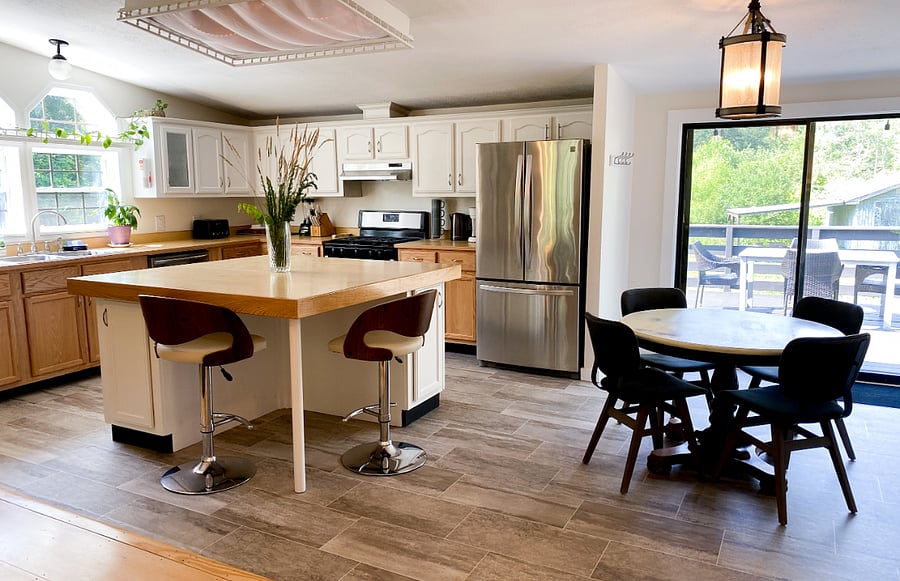 Sunlit kitchen area