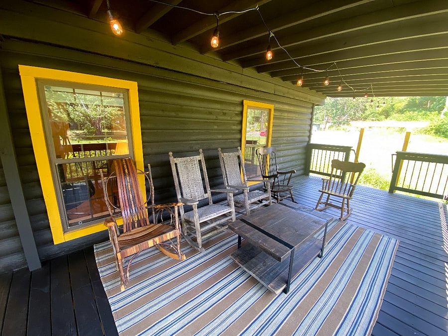 Front porch looking towards the neighboring field to the east