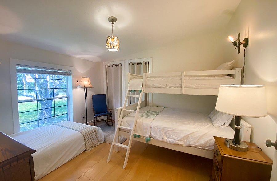 "Kids" room. Sleeps up to 4. Twin top bunk, double bottom bunk. Additional twin bed.