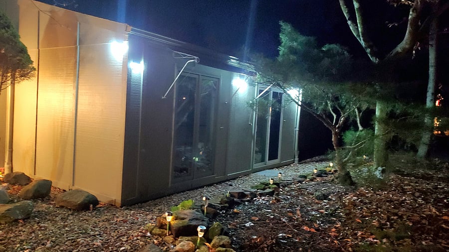 Well lite exterior with motion sensor lights