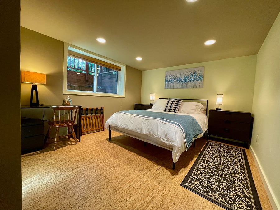 Large bedroom with queen bed