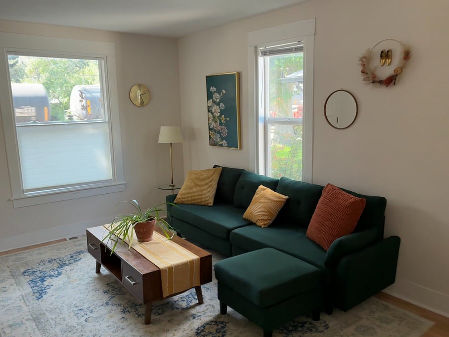 This is the actual couch in the home currently.