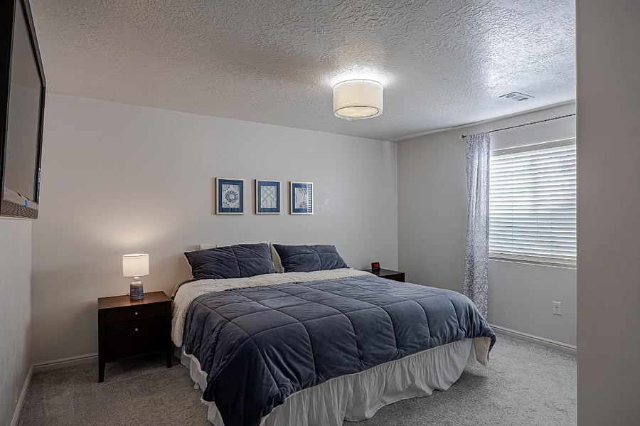 King bedroom in basement