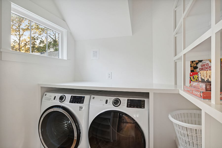 indoor, first story washer and dryer and pantry
