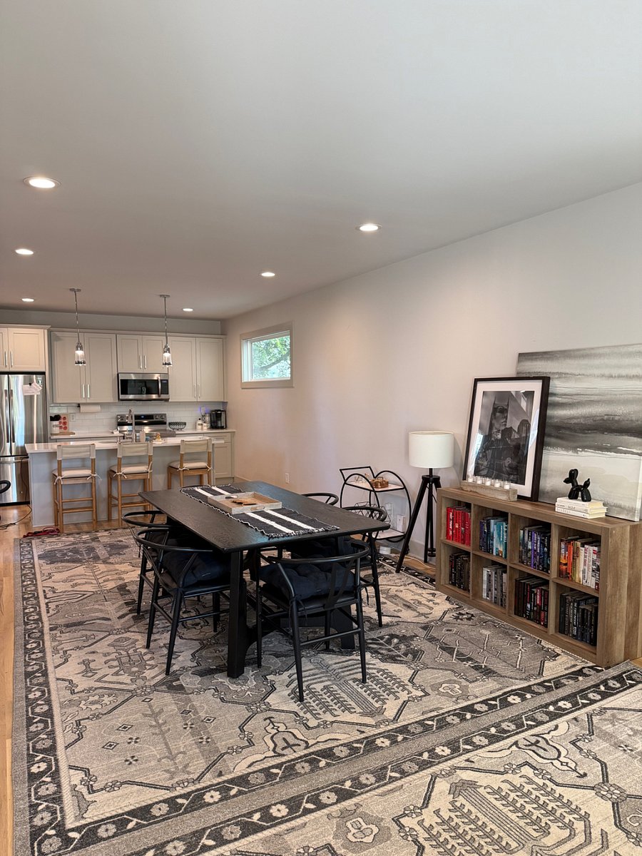 Open concept living, dining and kitchen