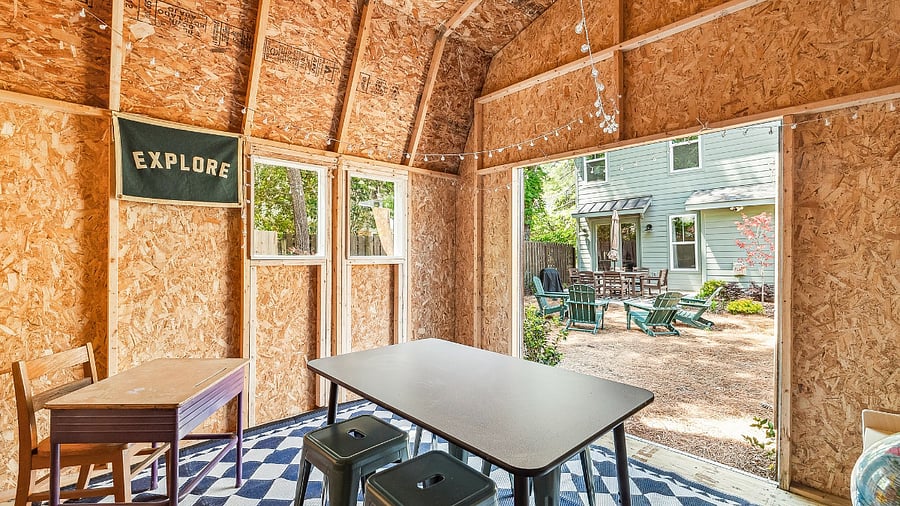 Outdoor school house inspired playhouse