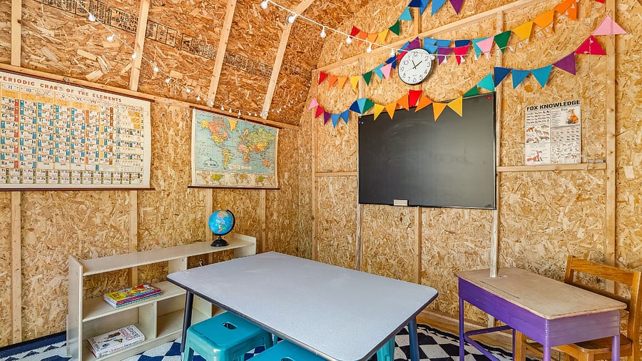 Outdoor school house inspired playhouse