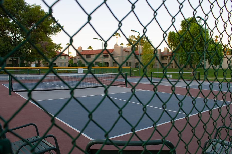 Pickleball courts are easy access from back patio.
