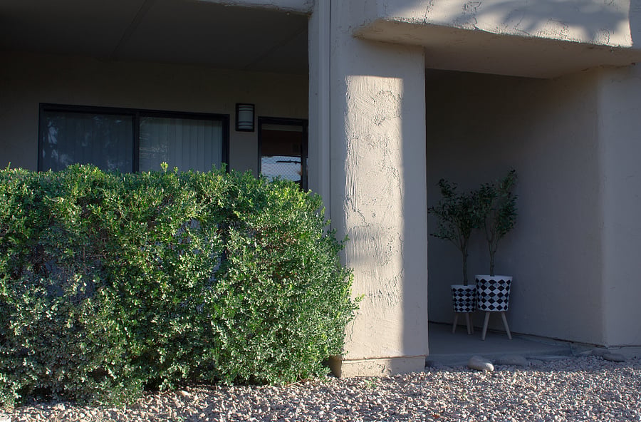 Back patio provides nice view of tennis and pickleball courts, just a few steps away.