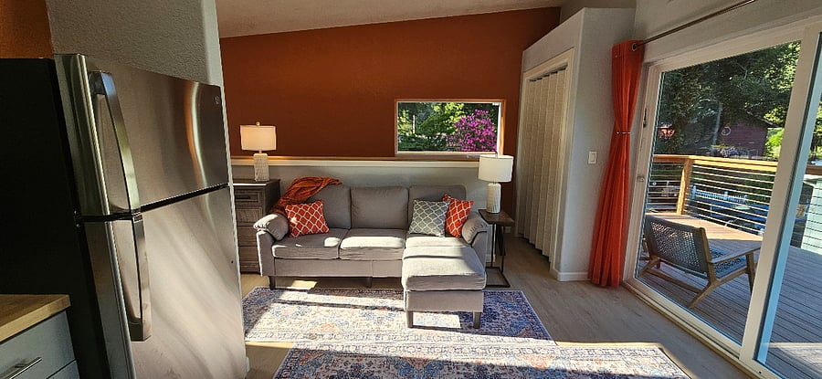 Built-in pantry over the stairs