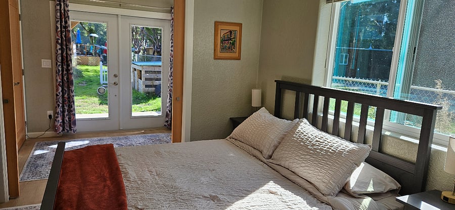 Bedroom has double pocket doors to extra bedroom / office / workout space / meditation room