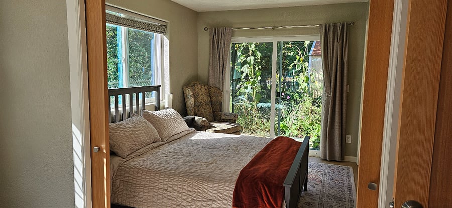 Bedroom opens up to private patio