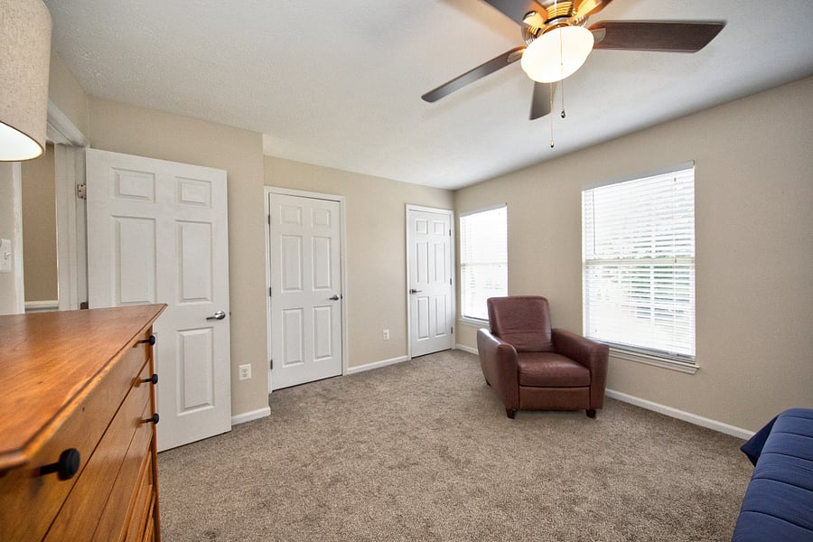 Upstairs King bedroom with attached bathroom.