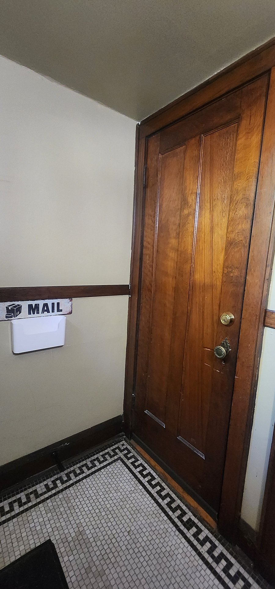Private interior front door with mail available for longer stays