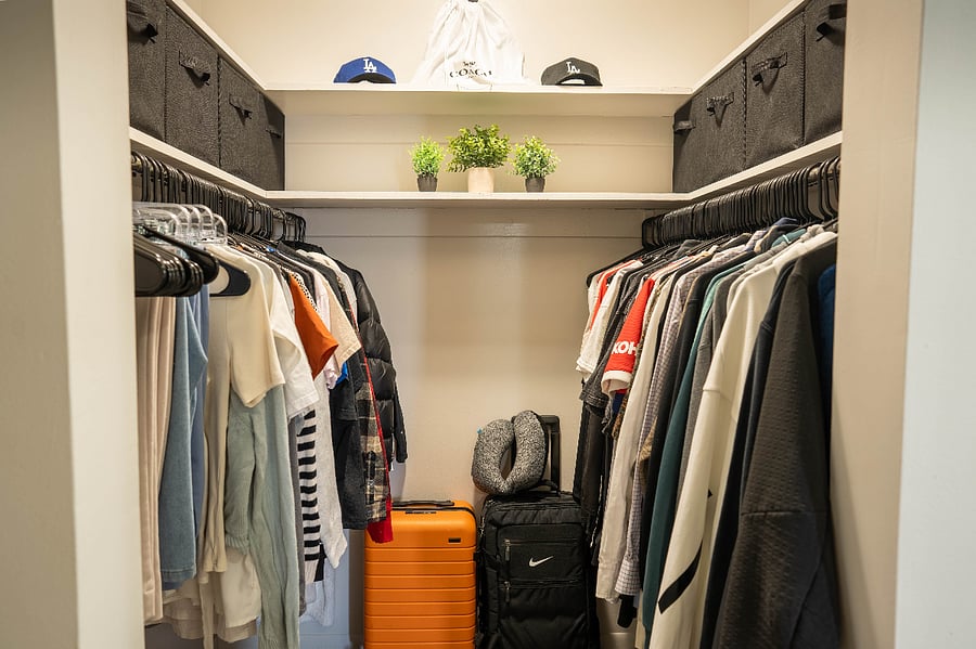 Spacious walk in closet.