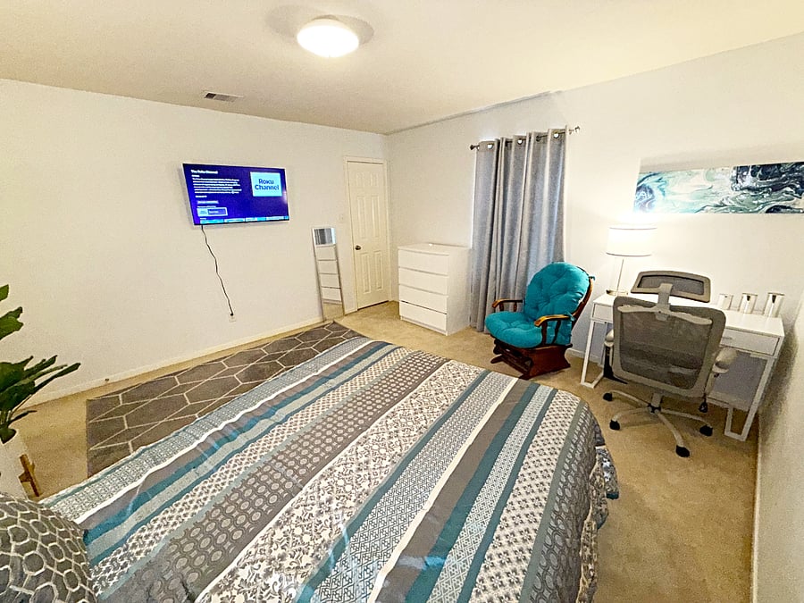 Large Spacious Bedroom- Workstation and Rocking Chair