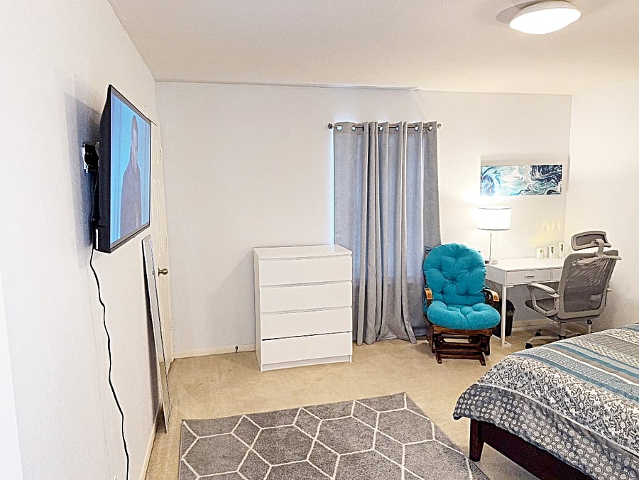 Large Spacious Bedroom- Workstation and Rocking Chair