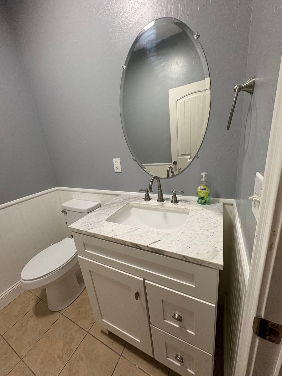 This is the guest bathroom across from the laundry room. and behind the tv wall in the downstairs off kitchen den I keep it glowing clean!