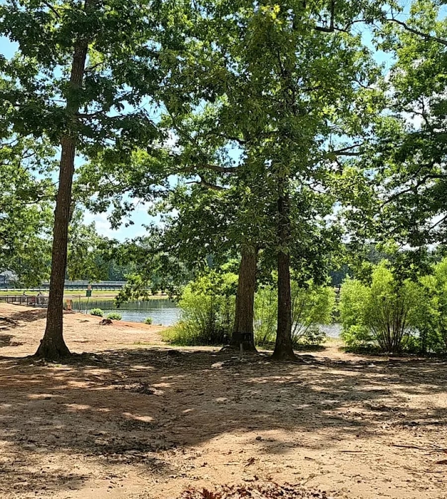 Scenic view of the park and lake.