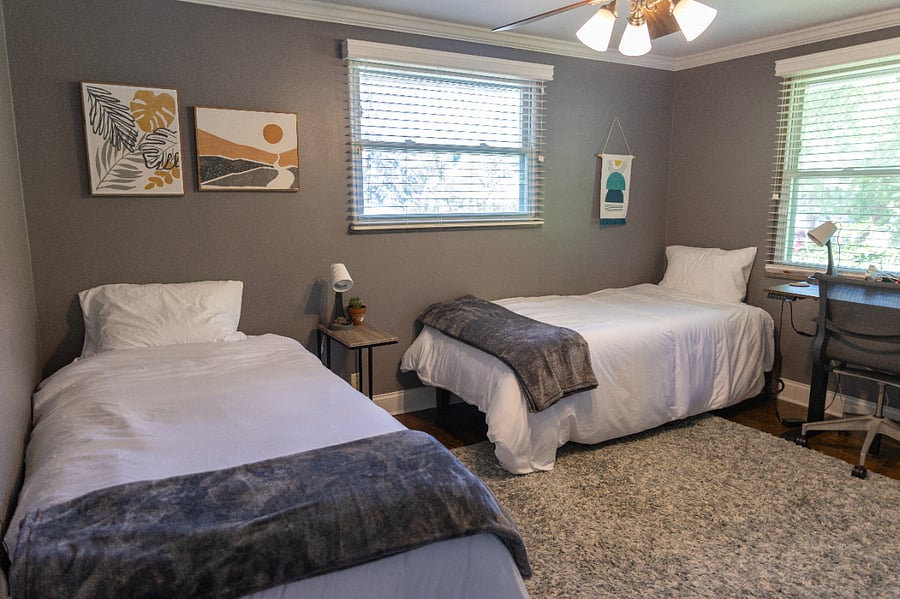 Bedroom with (2) Twin Beds and standing desk