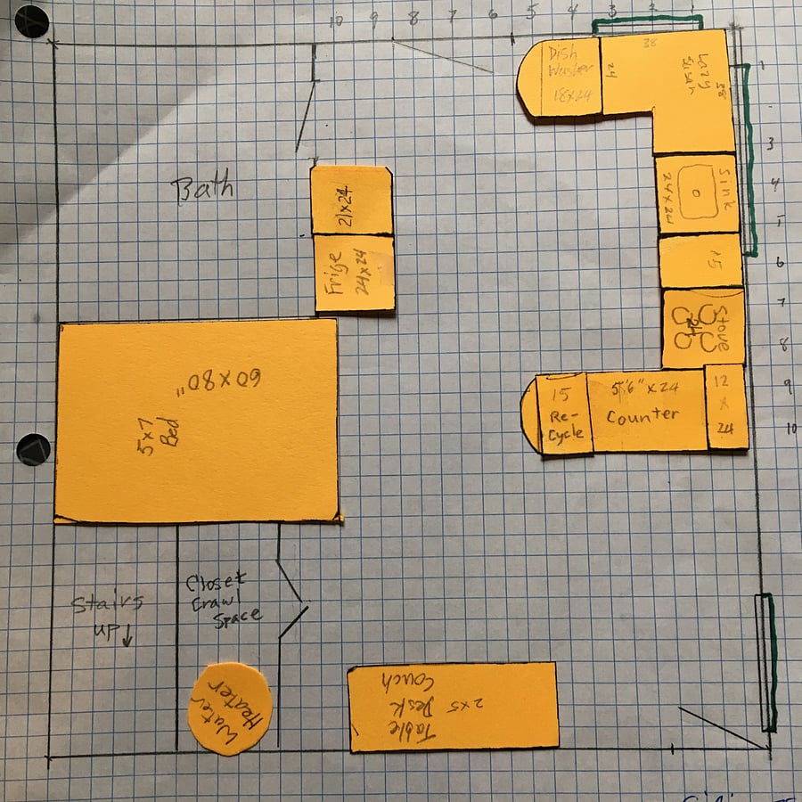 This is the floor plan of the studio, in case it is a helpful visual.